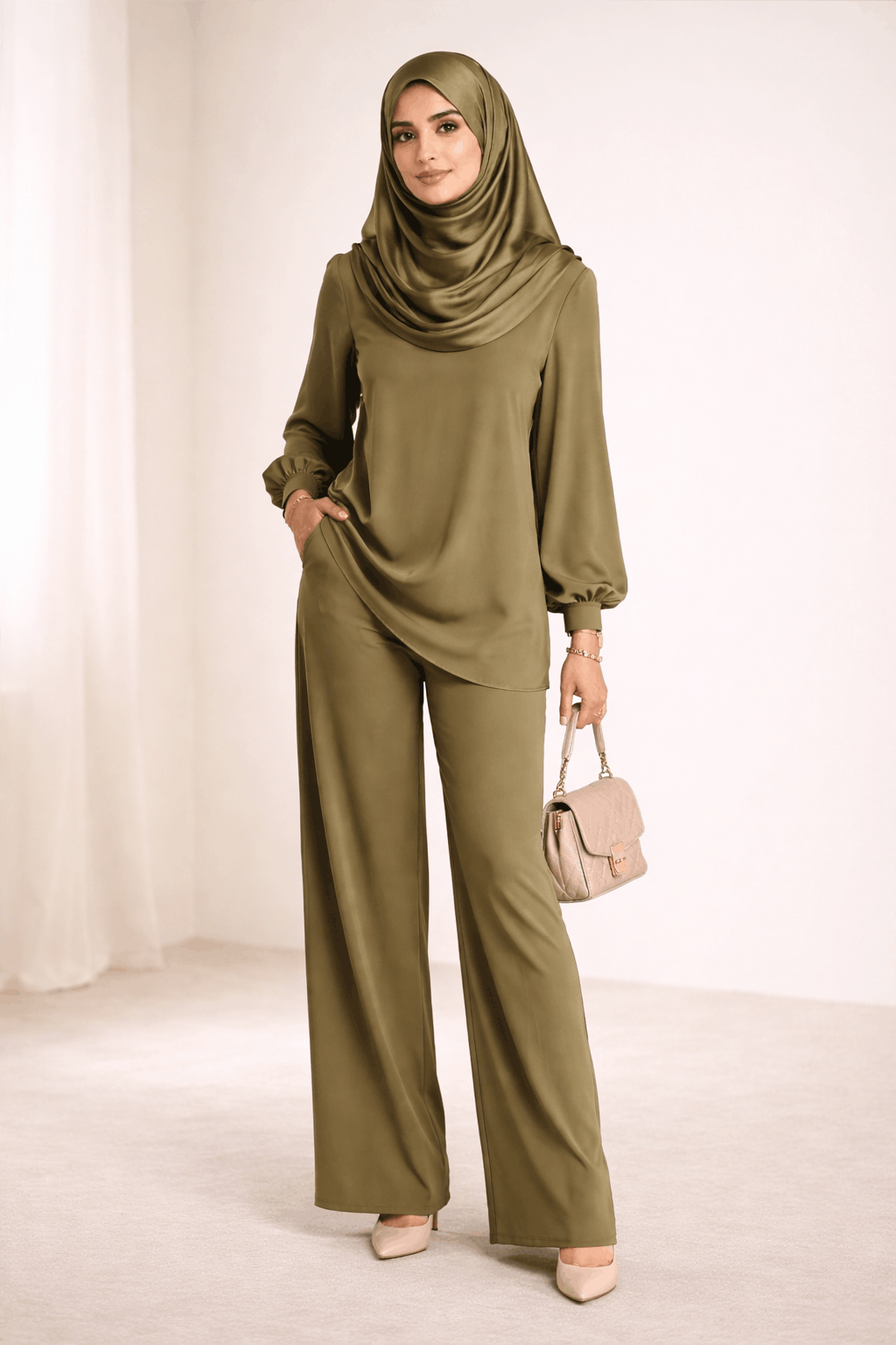 Elegant olive green modest fashion (1)